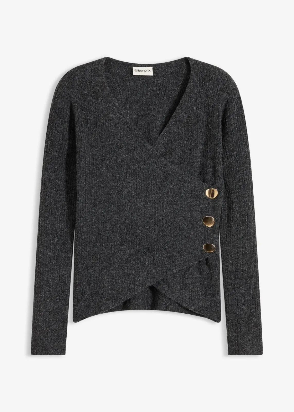 bonprix Bekleidung·Umstandsmode|Strickmode^Pullover anthrazit meliert