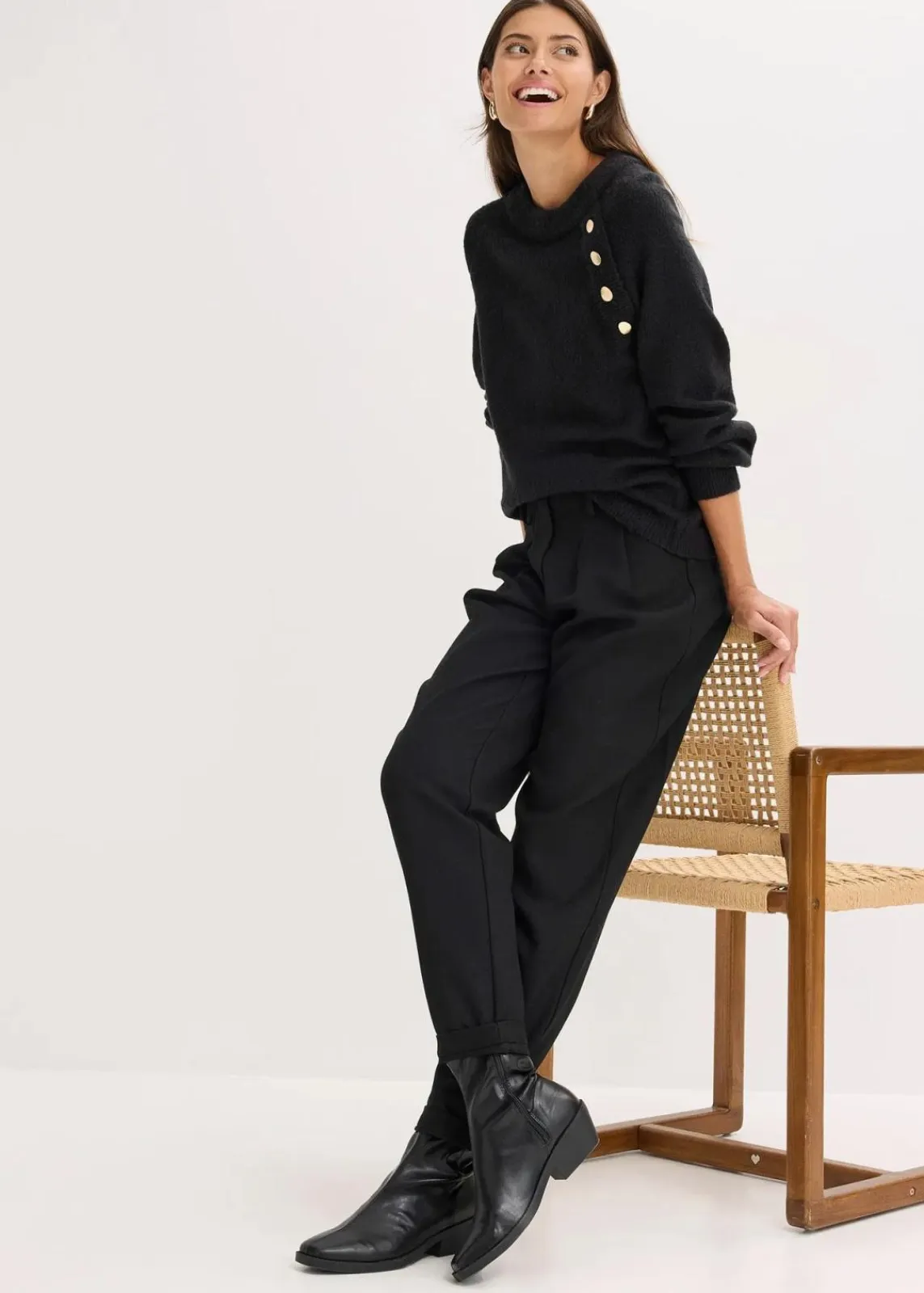 bonprix Strickmode|Pullover & Strickjacken^Pullover schwarz