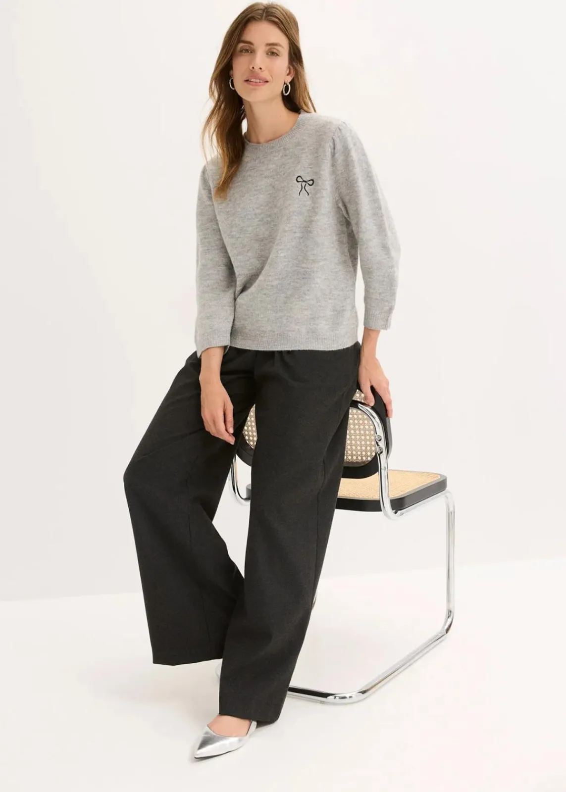 bonprix Bekleidung·Umstandsmode|Bekleidung·Jeans^Pullover hellgrau meliert