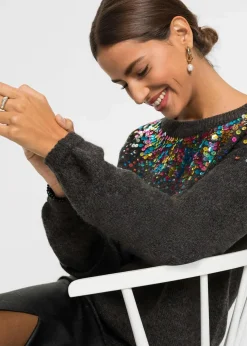 bonprix Bekleidung·Umstandsmode|Strickmode^Pullover anthrazit meliert