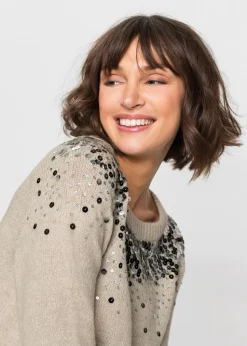 bonprix Bekleidung·Umstandsmode|Strickmode^Pullover beige meliert