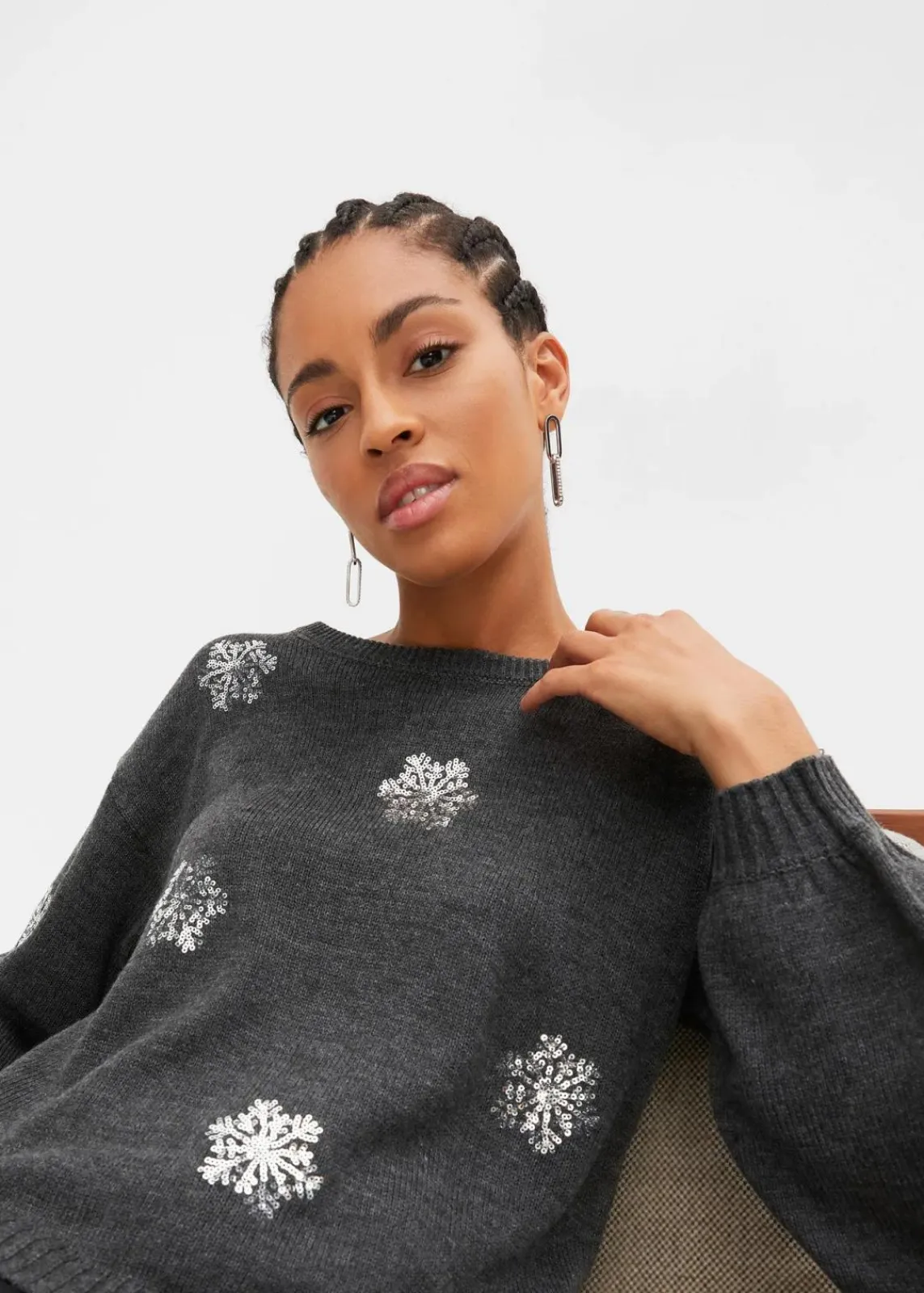 bonprix Pullover & Strickjacken|Strickmode^Pullover anthrazit meliert