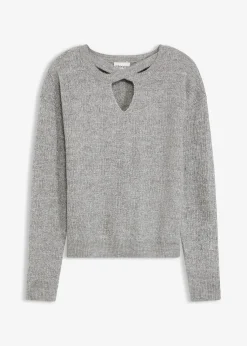bonprix Pullover & Strickjacken|Strickmode^Pullover grau/silber meliert