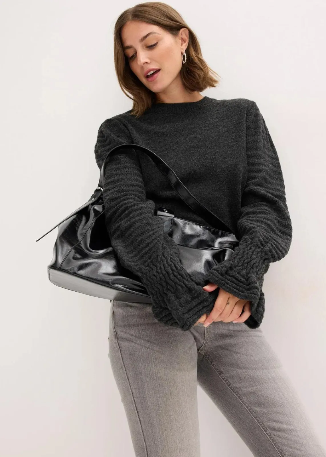 bonprix Bekleidung·Umstandsmode|Bekleidung·Jeans^Pullover anthrazit meliert