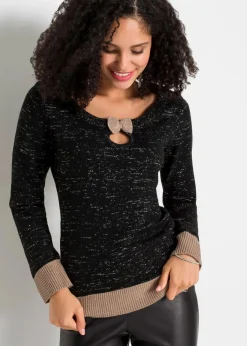 bonprix Bekleidung·Umstandsmode|Bekleidung·Jeans^Pullover schwarz/taupe/silber metallic
