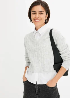 bonprix Bekleidung·Umstandsmode|Bekleidung·Jeans^Pullover hellgrau meliert