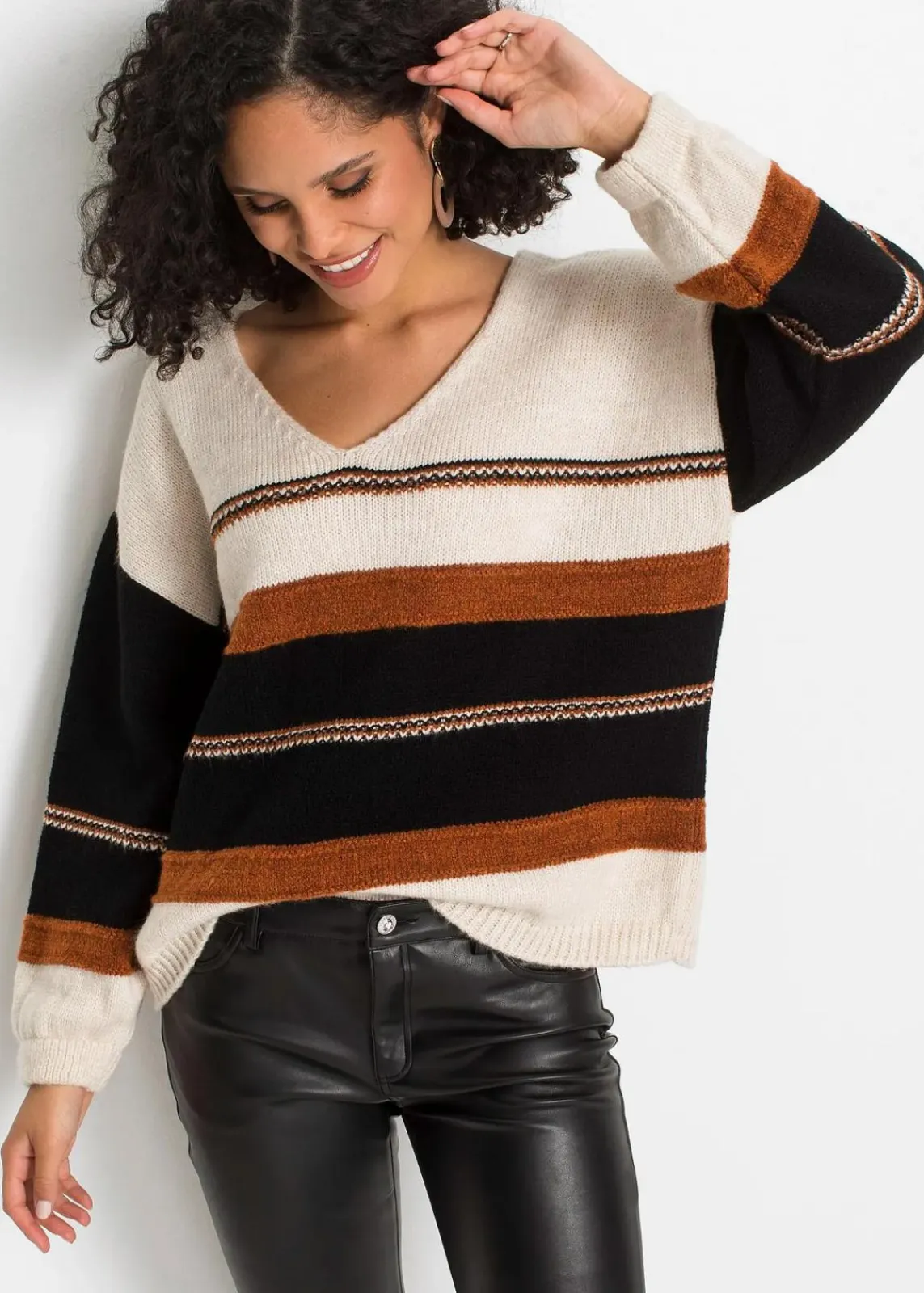 bonprix Bekleidung·Umstandsmode|Bekleidung·Jeans^Pullover creme/braun quer gestreift