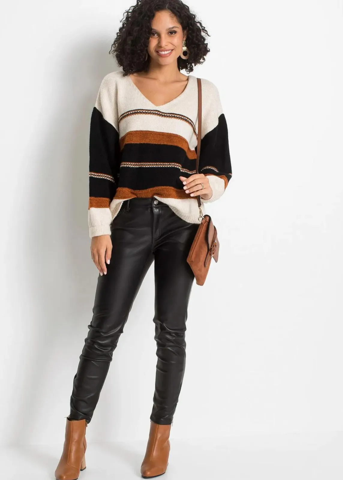 bonprix Bekleidung·Umstandsmode|Bekleidung·Jeans^Pullover creme/braun quer gestreift