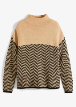 bonprix Bekleidung·Umstandsmode|Bekleidung·Jeans^Pullover latte macchiato/schwarz gestreift