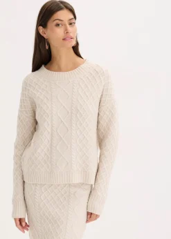 bonprix Bekleidung·Umstandsmode|Strickmode^Pullover beige meliert