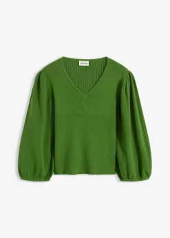 bonprix Pullover & Strickjacken|Strickmode^Pullover aus Baumwolle forstgrün