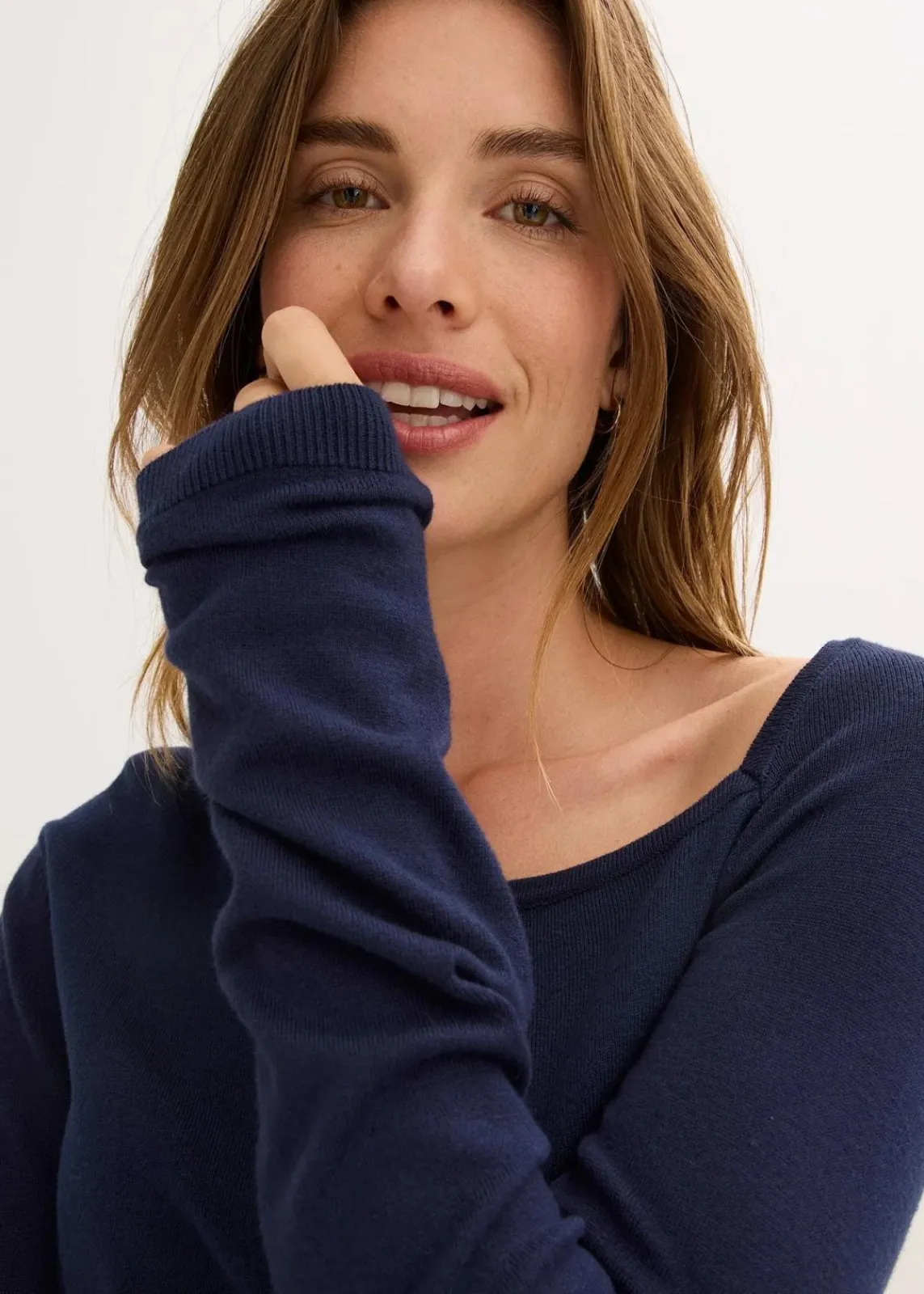 bonprix Bekleidung·Umstandsmode|Bekleidung·Jeans^Pullover aus fließendem Viskose-Mix dunkelblau