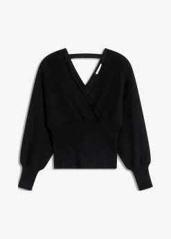 bonprix Bekleidung·Umstandsmode|Strickmode^Pullover aus fließendem Viskose-Mix schwarz