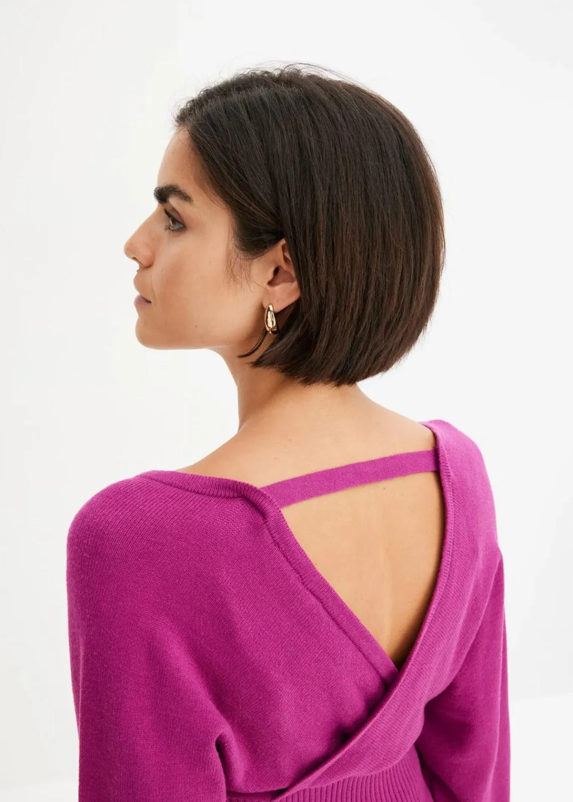 bonprix Bekleidung·Umstandsmode|Strickmode^Pullover aus fließendem Viskose-Mix beere