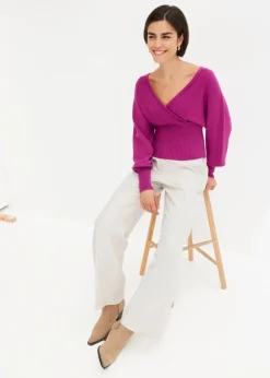 bonprix Bekleidung·Umstandsmode|Strickmode^Pullover aus fließendem Viskose-Mix beere