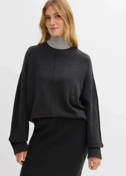 bonprix Bekleidung·Umstandsmode|Bekleidung·Jeans^Pullover aus reiner Baumwolle anthrazit meliert
