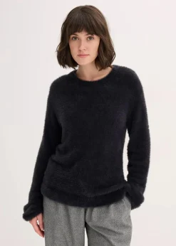 bonprix Pullover & Strickjacken|Strickmode^Pullover in Plüsch-Optik schwarz