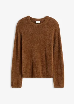 bonprix Bekleidung·Umstandsmode|Pullover & Strickjacken^Pullover in Plüsch-Optik pimentbraun