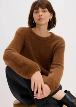 bonprix Bekleidung·Umstandsmode|Pullover & Strickjacken^Pullover in Plüsch-Optik pimentbraun