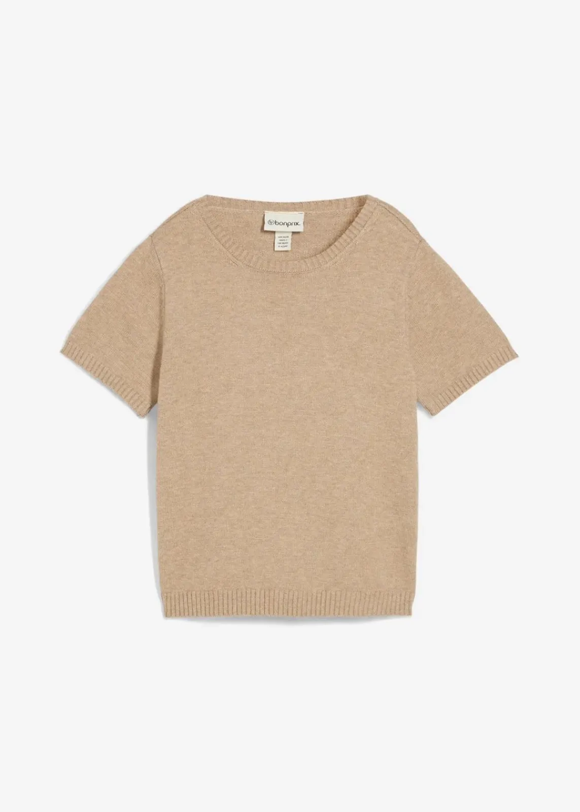 bonprix Nachhaltigere Materialien|Pullover & Strickjacken^Pullover, Kurzarm beige meliert