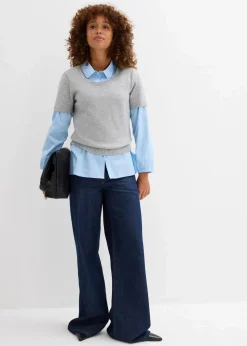 bonprix Bekleidung·Röcke|Bekleidung·Jeans^Pullover, Kurzarm hellgrau meliert meliert