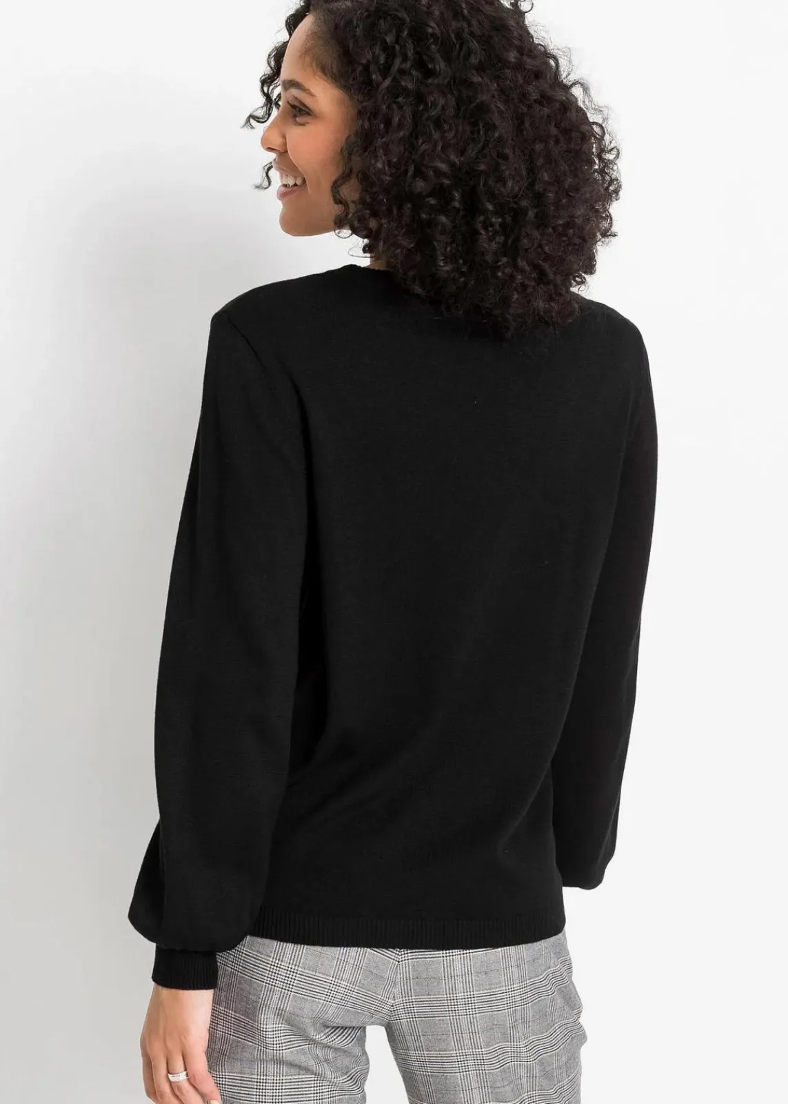 bonprix Bekleidung·Jeans|Pullover & Strickjacken^Pullover mit Ballon-Ärmel schwarz