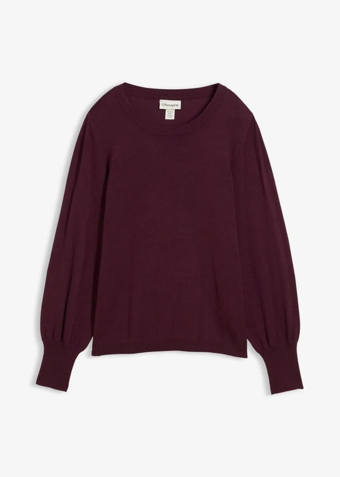 bonprix Bekleidung·Jeans|Pullover & Strickjacken^Pullover mit Ballon-Ärmel weinrot