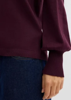 bonprix Bekleidung·Jeans|Pullover & Strickjacken^Pullover mit Ballon-Ärmel weinrot
