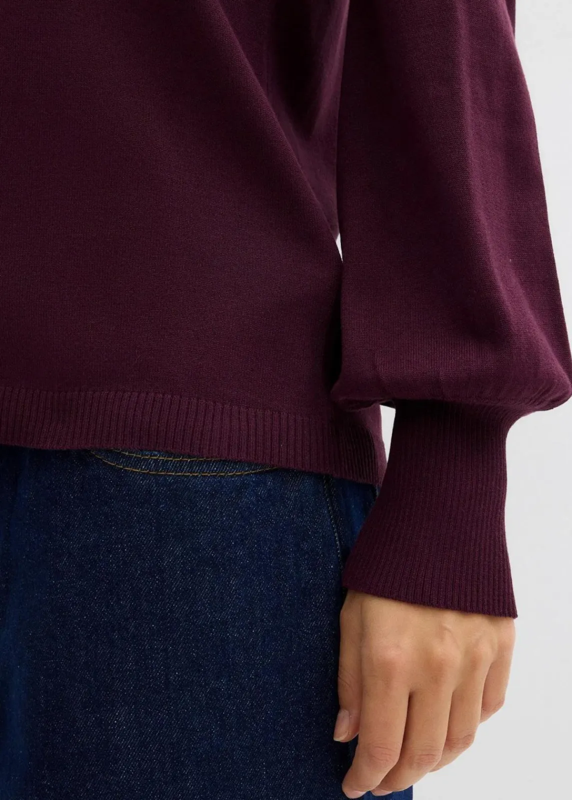 bonprix Bekleidung·Jeans|Pullover & Strickjacken^Pullover mit Ballon-Ärmel weinrot
