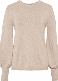 bonprix Bekleidung·Jeans|Pullover & Strickjacken^Pullover mit Ballon-Ärmel beige meliert