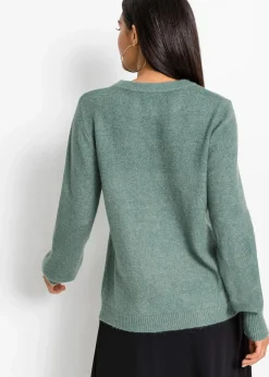 bonprix Bekleidung·Umstandsmode|Pullover & Strickjacken^Pullover mit Ballonärmeln mineralblau meliert