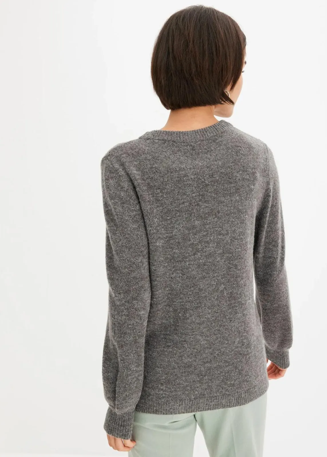 bonprix Bekleidung·Umstandsmode|Pullover & Strickjacken^Pullover mit Ballonärmeln anthrazit meliert