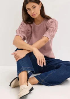 bonprix Bekleidung·Umstandsmode|Bekleidung·Jeans^Pullover mit Ballonärmeln rosenholz