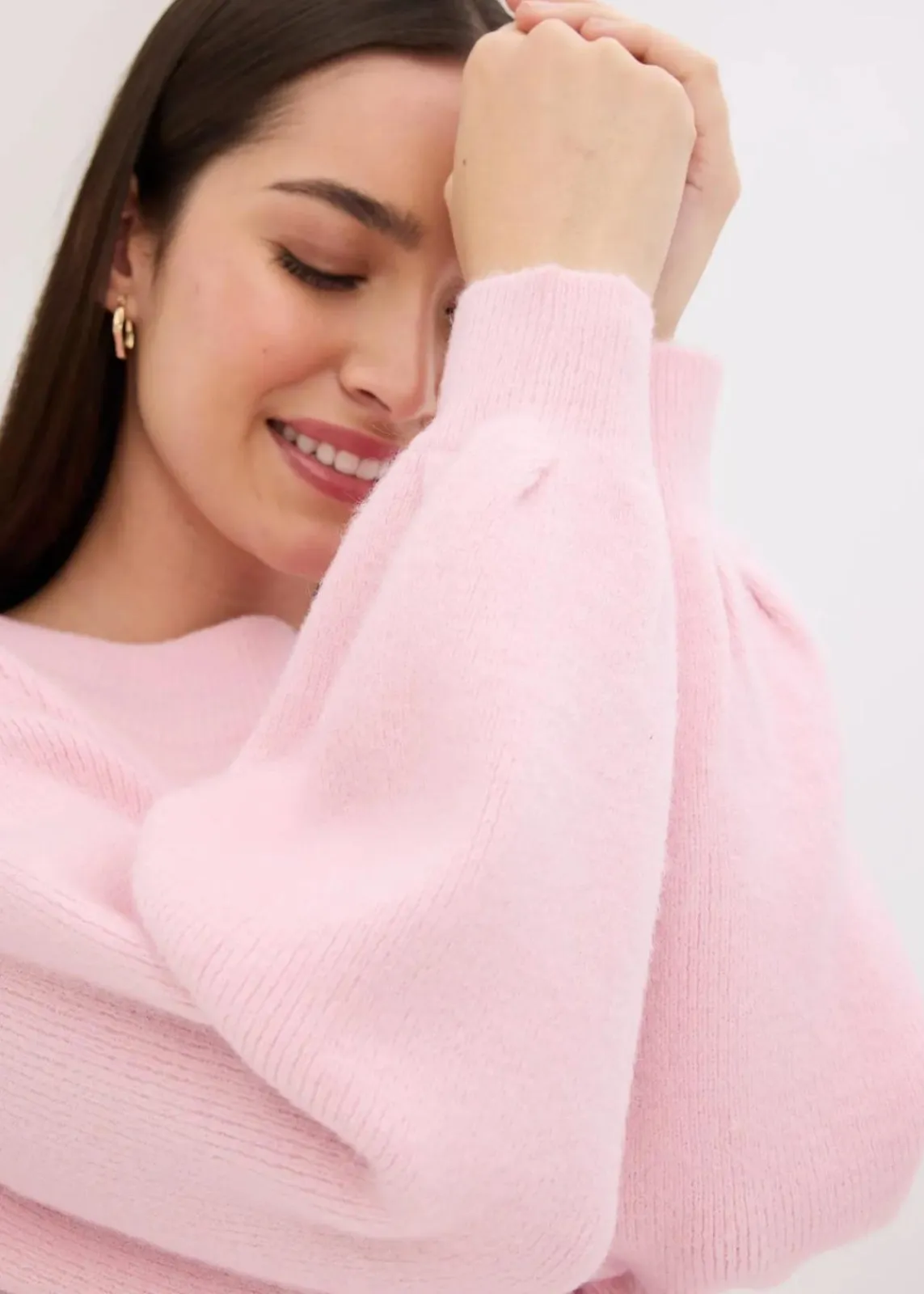 bonprix Bekleidung·Umstandsmode|Bekleidung·Jeans^Pullover mit Ballonärmeln kristallrosa