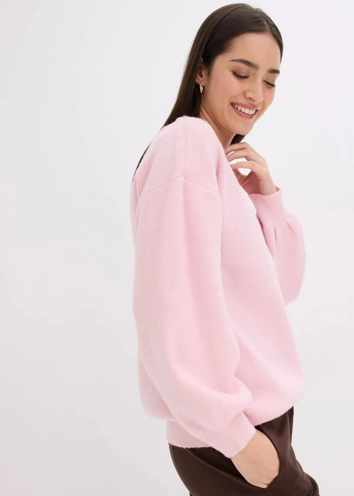 bonprix Bekleidung·Umstandsmode|Bekleidung·Jeans^Pullover mit Ballonärmeln kristallrosa