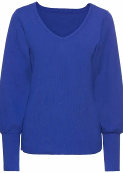 bonprix Bekleidung·Umstandsmode|Strickmode^Pullover mit Ballonärmeln saphirblau