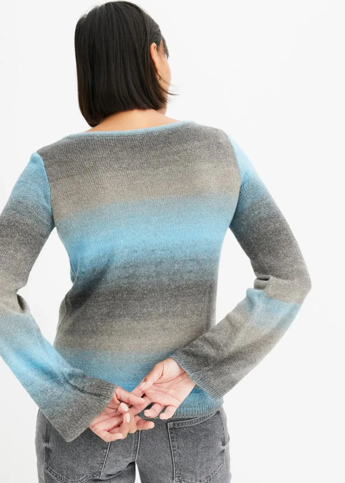 bonprix Bekleidung·Umstandsmode|Bekleidung·Jeans^Pullover mit Farbverlauf alpenblau/hellgrau meliert/grau/rauchgrau/anthrazit