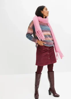 bonprix Bekleidung·Umstandsmode|Strickmode^Pullover mit Farbverlauf und Wollanteil himbeerrose/dunkelblau/rostbraun/ahornrot