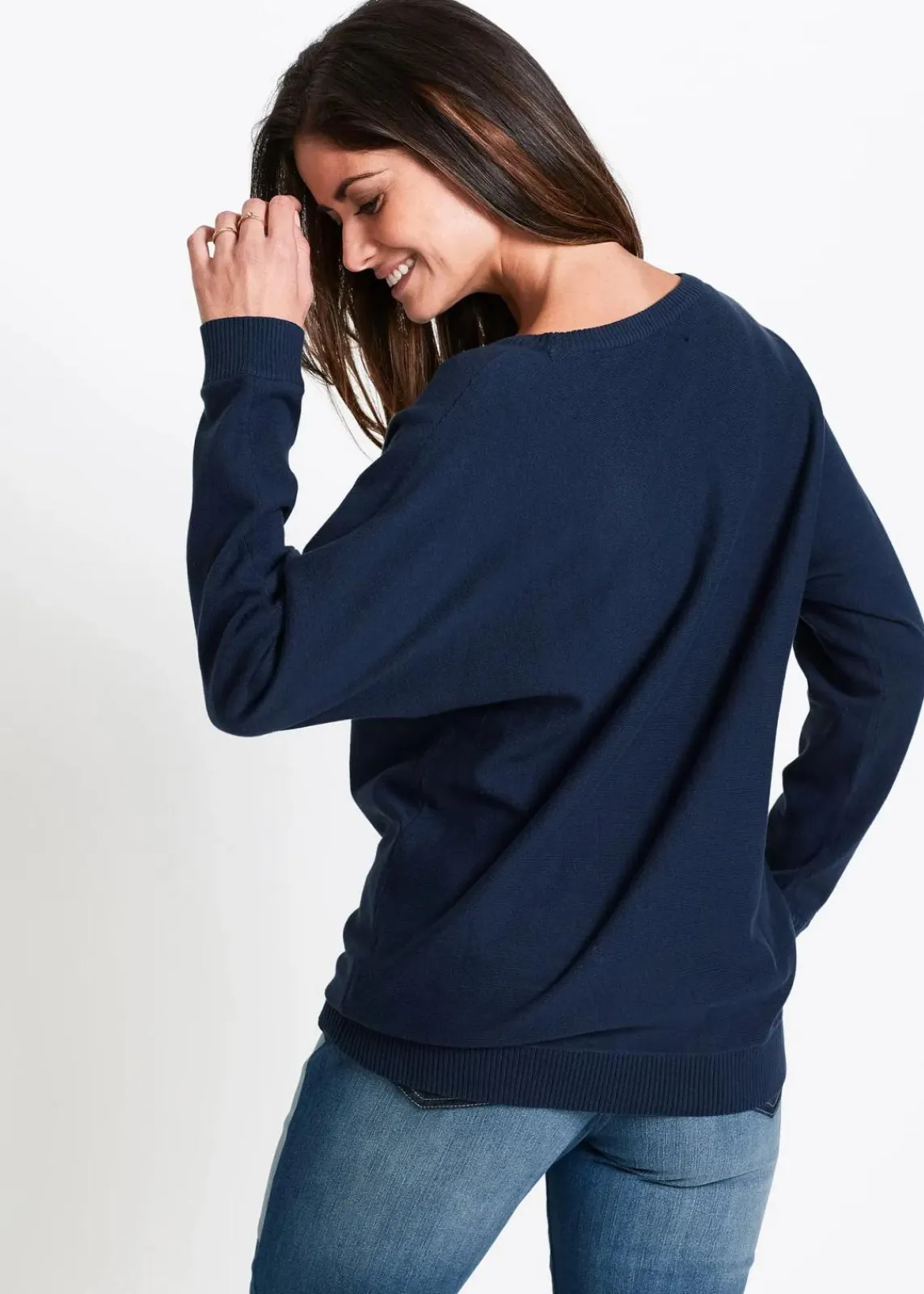 bonprix Strickmode|Pullover & Strickjacken^Pullover mit Fledermausärmeln dunkelblau