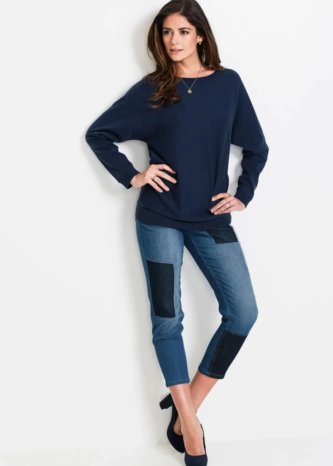 bonprix Strickmode|Pullover & Strickjacken^Pullover mit Fledermausärmeln dunkelblau
