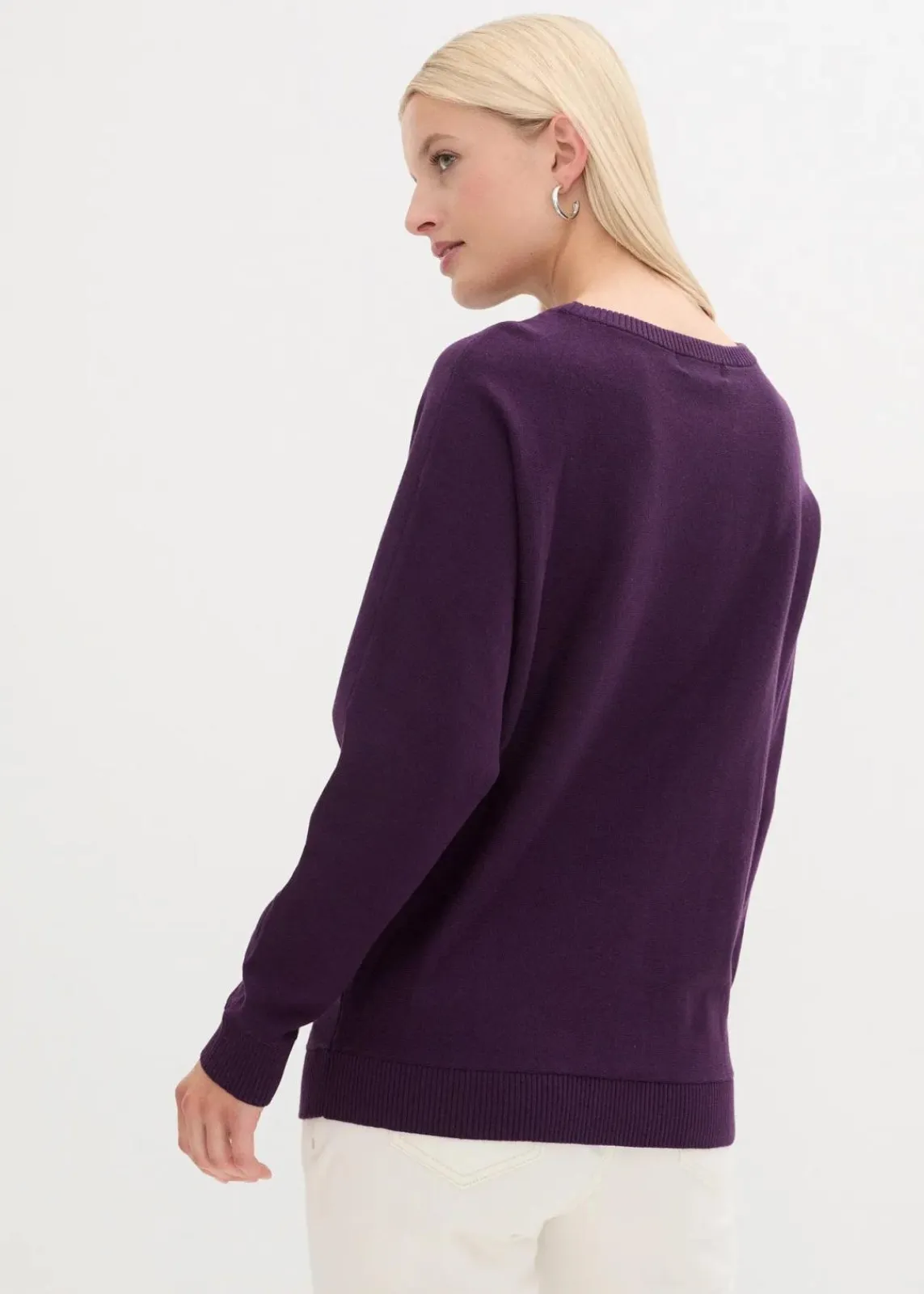 bonprix Bekleidung·Jeans|Pullover & Strickjacken^Pullover mit Fledermausärmeln dunkellila