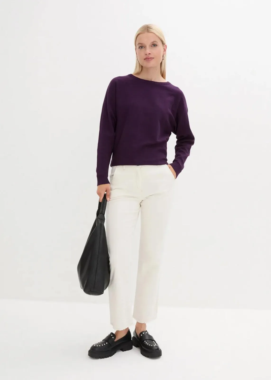 bonprix Bekleidung·Jeans|Pullover & Strickjacken^Pullover mit Fledermausärmeln dunkellila