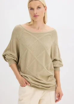 bonprix Bekleidung·Umstandsmode|Strickmode^Pullover mit horizonatalem Zopfmuster mattschilf