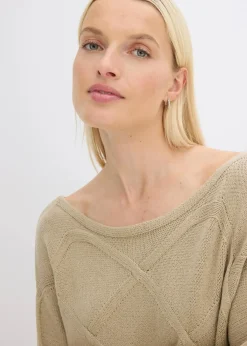 bonprix Bekleidung·Umstandsmode|Strickmode^Pullover mit horizonatalem Zopfmuster mattschilf