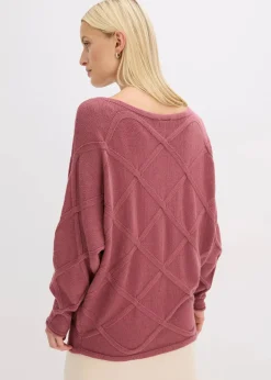 bonprix Bekleidung·Umstandsmode|Strickmode^Pullover mit horizonatalem Zopfmuster softbeere