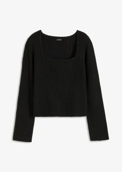 bonprix Pullover & Strickjacken|Strickmode^Pullover mit Karree-Ausschnitt schwarz
