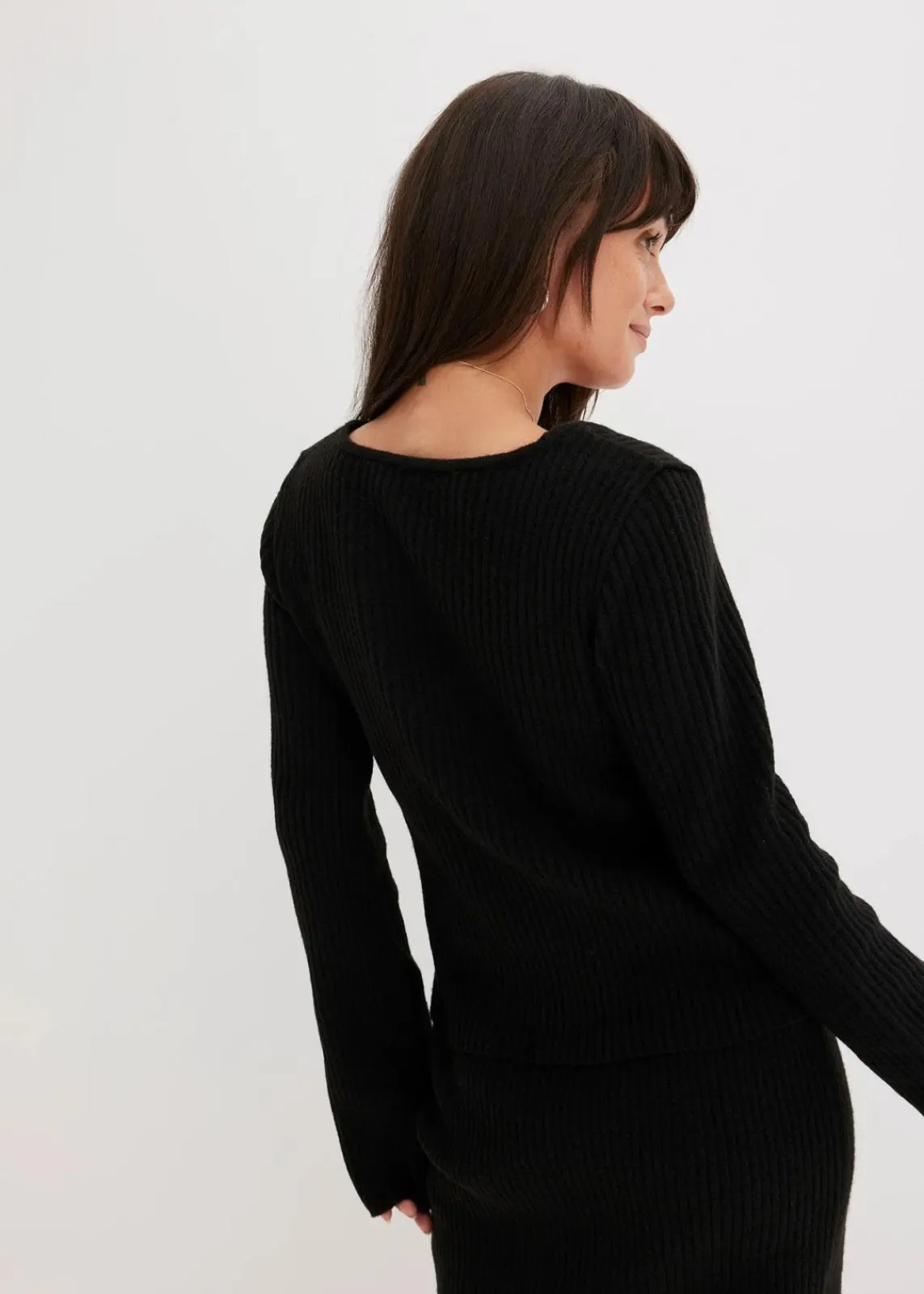 bonprix Pullover & Strickjacken|Strickmode^Pullover mit Karree-Ausschnitt schwarz