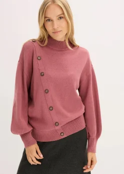 bonprix Strickmode|Pullover & Strickjacken^Pullover mit Knopfleiste softbeere