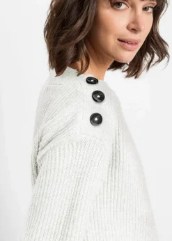bonprix Bekleidung·Umstandsmode|Strickmode^Pullover mit Knöpfen wollweiß