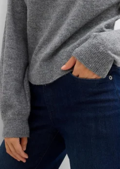 bonprix Bekleidung·Umstandsmode|Strickmode^Pullover mit Kragen grau meliert